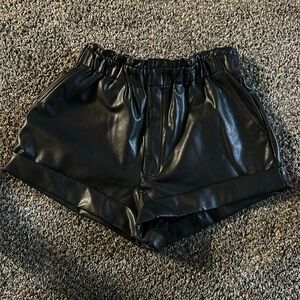 Abercrombie & Fitch black leather shorts